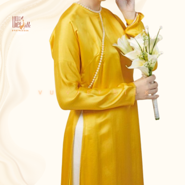 Áo Dài Dấu Eo Màu Vàng - Hình ảnh 2