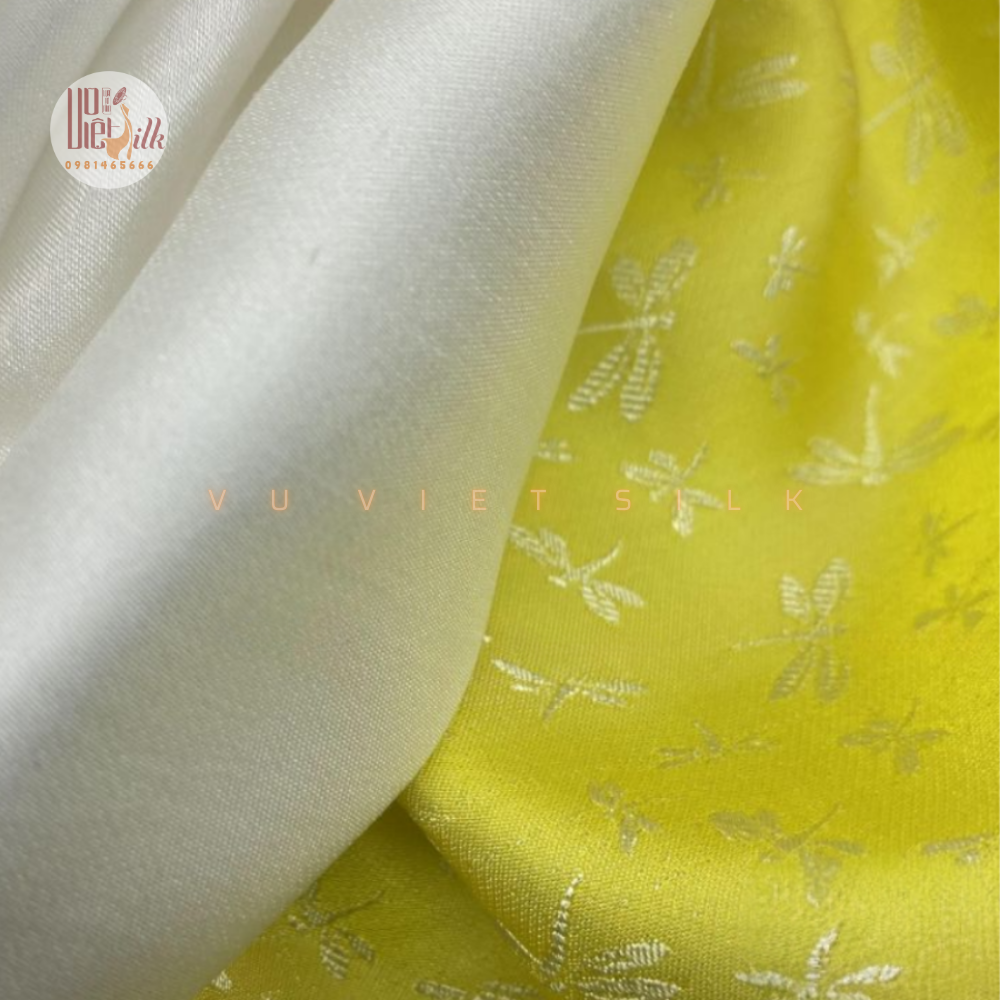 Lụa tơ tằm họa tiết chuồn chuồn CC08