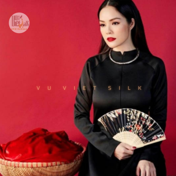 Lụa Trơn Tơ Tằm Màu Đen - Hình ảnh 2