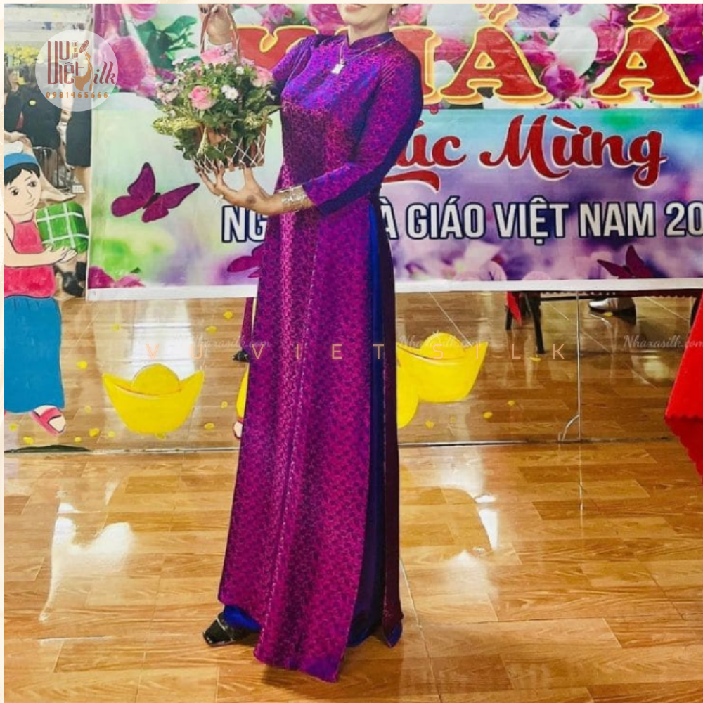 Lụa họa tiết hoa mai M