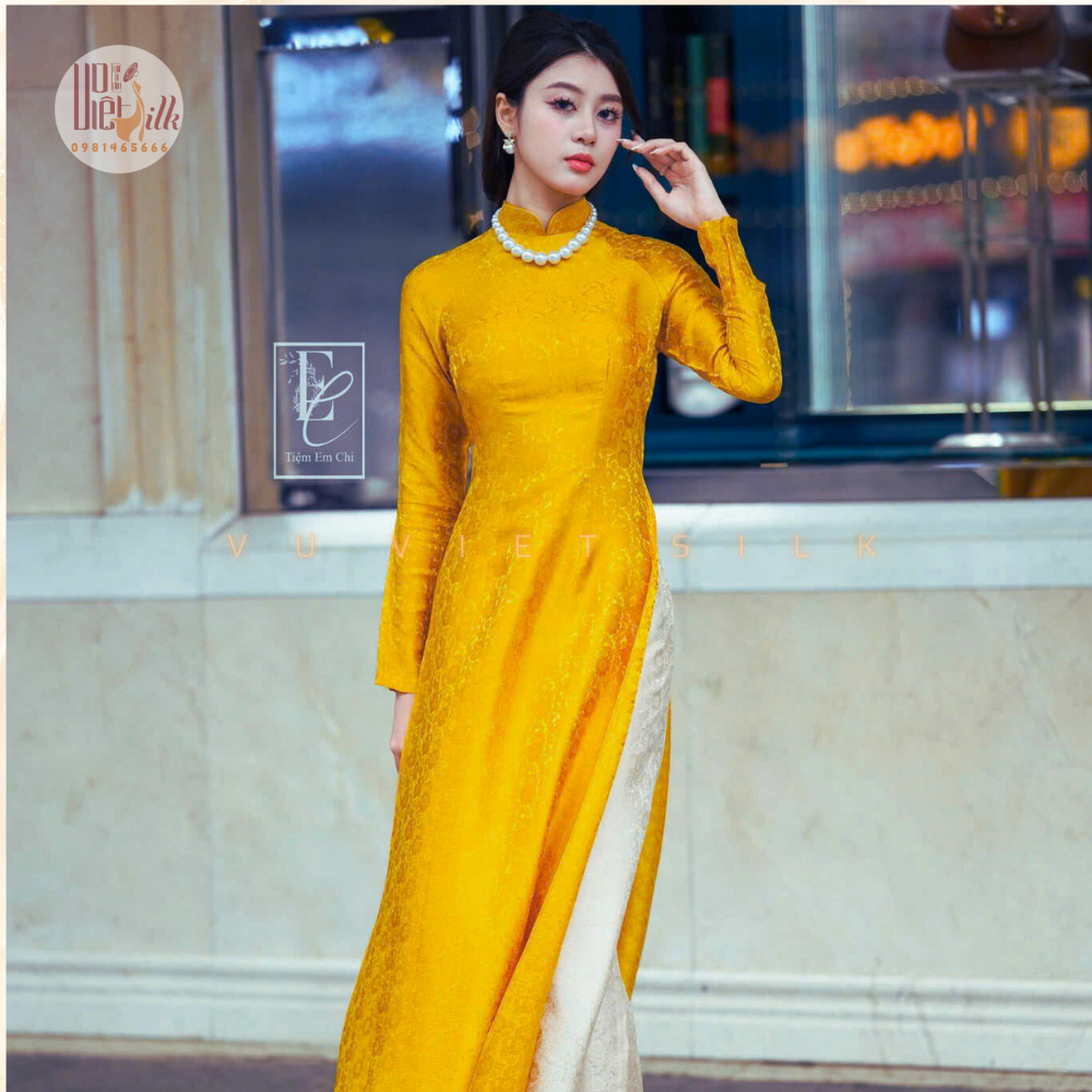 lụa tơ tằm hoa cúc đại vàng