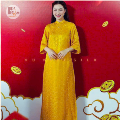 lụa tơ tằm hoa cúc đại vàng