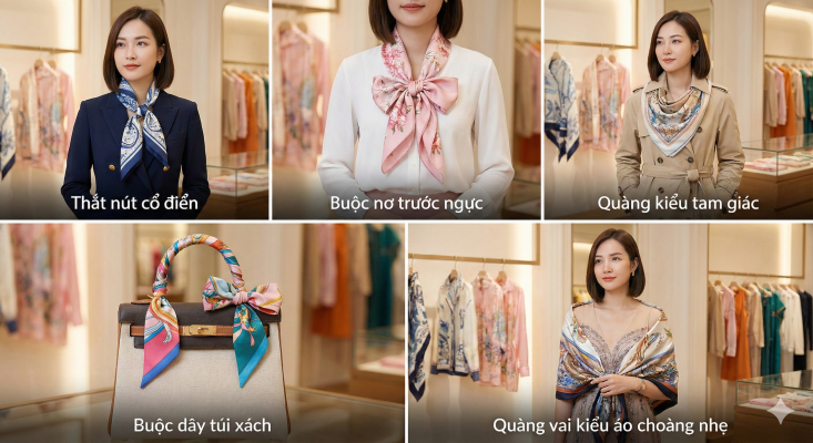 10 cách thắt khăn lụa dễ làm nhưng cực thanh lịch